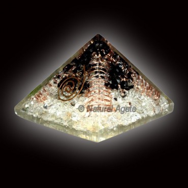 Black Tourmaline With Crystal Quartz Orgone Pyramid