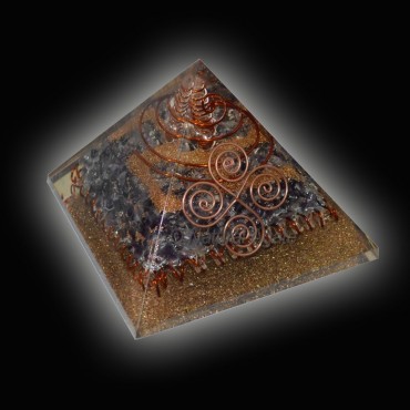 Iolite With Copper Orgone Pyramids