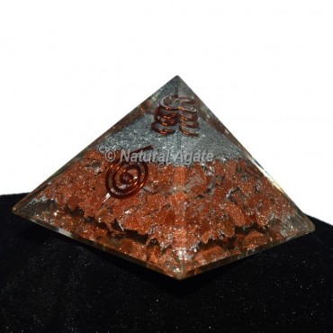 Gold Sun Stone Orgonite Pyramid