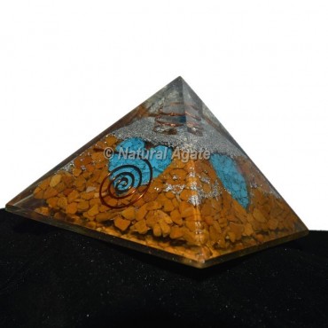 Yellow Jasper With Turquoise Orgonite Pyramid