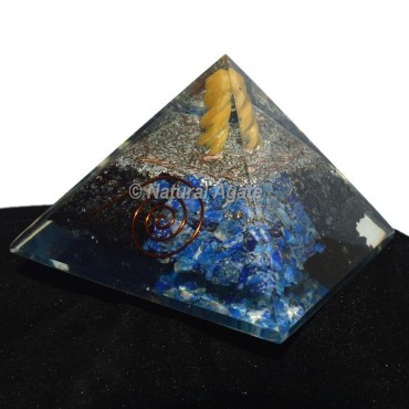 Lapis Lazuli -Black Tourmaline Orgonite Pyramid