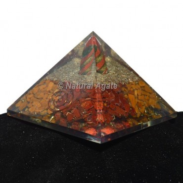 Red Japer-Yellow Jasper With Spiral Orgonite Pyramid