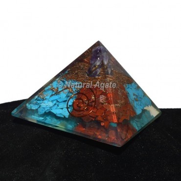 Turquoise With Red Jasper Orgonite Pyramid