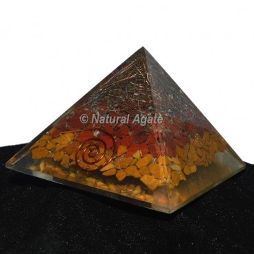 Red Jasper And Yellow Jasper Layer Orgonite Pyramid