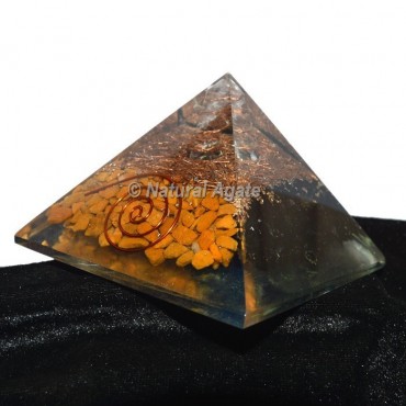 Yellow Japer With Black Tourmaline Orgonite Pyramid