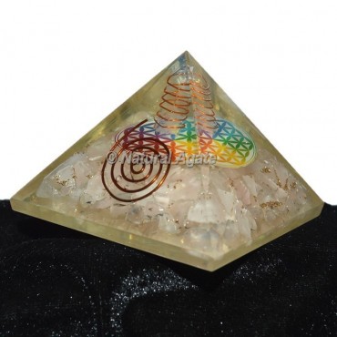 Rose Quartz Flower Of Life Orgonite Pyramid