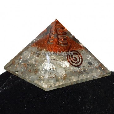 Crystal Quartz With Brass Orgone Pyramid