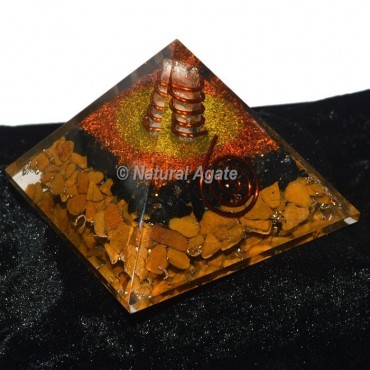 Black Tourmaline With Yellow Jasper Orgone Pyramid