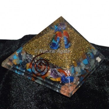 Seven Chakra Brass Orgone Pyramid