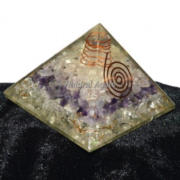 Crystal Quartz-Rose Quartz-Amethyst Orgone Pyramid