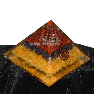 Golden Quartz With Black Tourmaline Orgone Pyramid