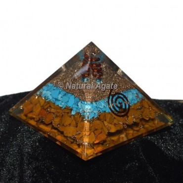 Yellow Jasper With Turquoise Orgone Pyramid