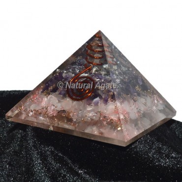 Rose Quartz With Amethyst Layer Pyramid