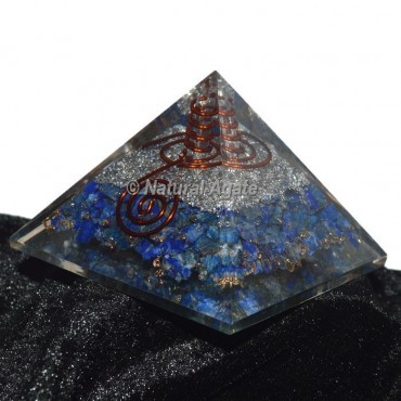 Lapis Lazuli With Silver Brass Orgonite Pyramid