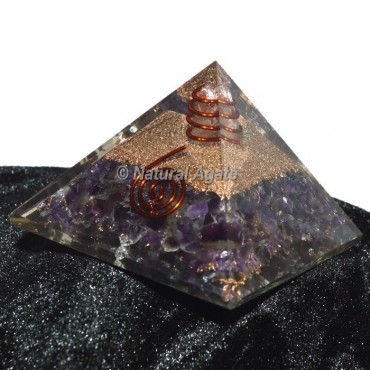 Amethyst With Golden Brass Orgone Pyramid