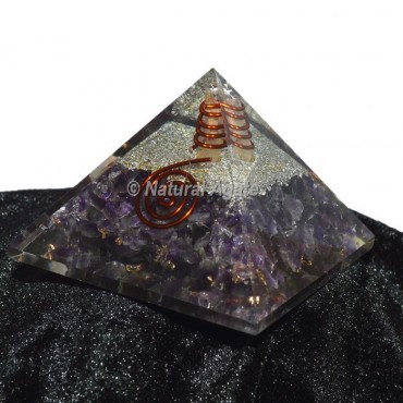 Amethyst With Silver Brass Orgone Pyramid