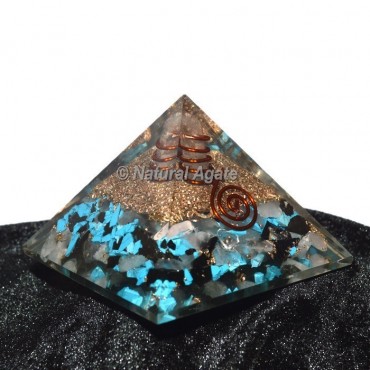 Turquoise-Rose Quartz-Black tourmaline Orgone Pyramid