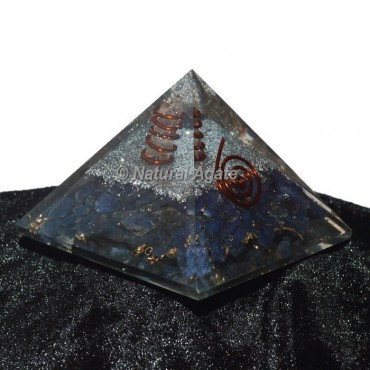 Sodalite With Silver Brass Orgone Pyramid