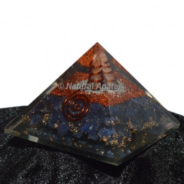 Iolite With Copper-Silver Brass Orgone Pyramid