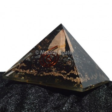 Black Tourmaline With Natural Point Orgonite Pyramid