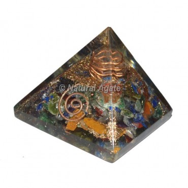 7 Chakra With Crystal Point Mini Orgonite Pyramid