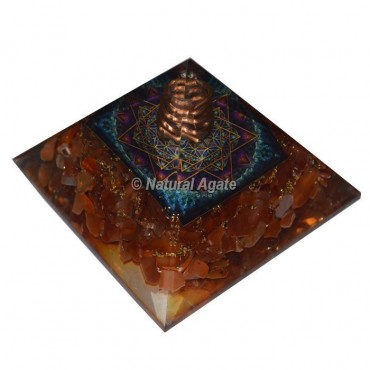 Carnelian With Shree Yantra Orgonite Pyramid