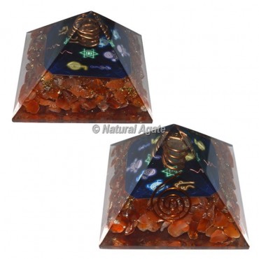 Carnelian With 7 Chakra Reiki Symbol Orgone Pyramid