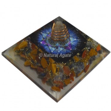 Yellow Jasper With Color Pentagram Orgone Pyramid