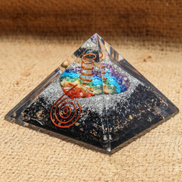 Touramline Orgonite Pyramid with Seven Chakra