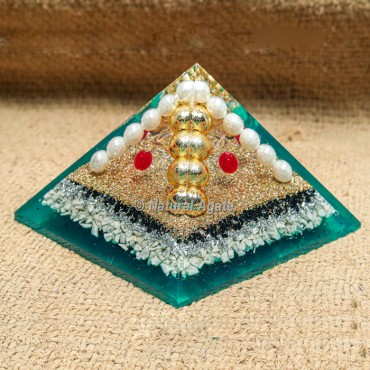 Howlite & Tourmaline with Beads Orgonite Protection Pyramid