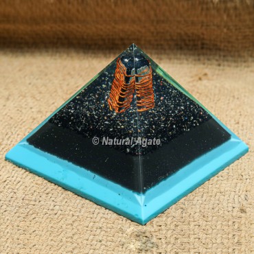 Black Tourmaline with Blue Flame Orgonite Protection Pyramid