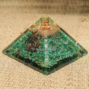 Green Jade with Crystal Point Orgonite Protection Pyramid