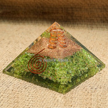 Peridot with Crytsal Point Orgonite Protection Pyramid