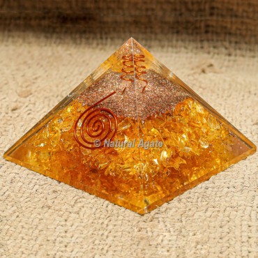 Yellow Aventurine with Crystal Point Orgonite Protection Pyramid