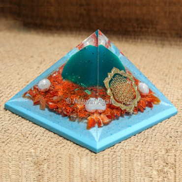 Carnelian with Blue Flame Orgonite Protection Pyramid