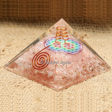 Rose Quartz with Crystal Point Orgonite Protection Pyramid