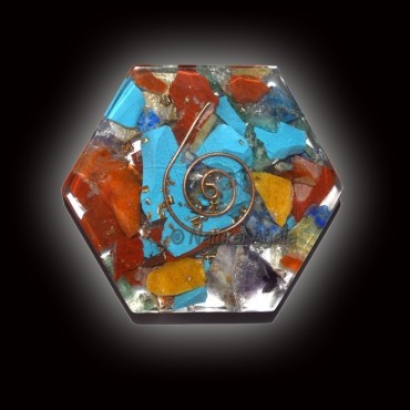 Orgone Hexagone Shape Seven Chakra Paper Weight