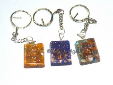 Assorted Stone Square Orgone Keyring