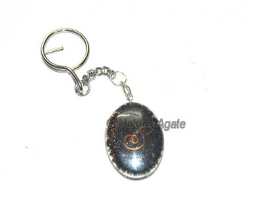 Black Tourmaline Oval Orgone Keyring