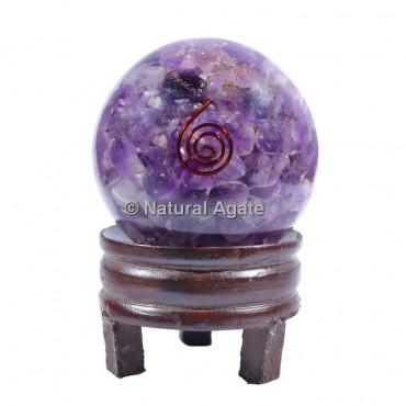 Amethyst Orgone Sphere With Choco reiki with Stand