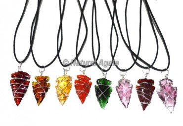 Multi Color Glass Arrowheads Pendants