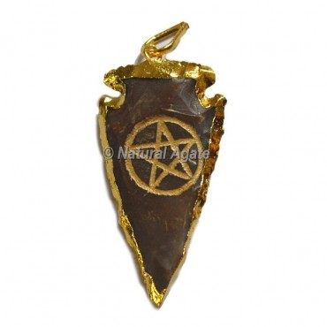 Pentagram Engraved Arrowhead Pendants