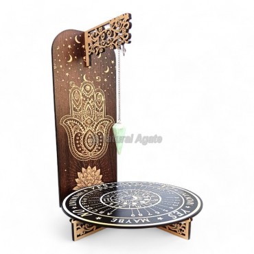 Dowsing Pendulum Display Stand with Hamsa Hand Engrave