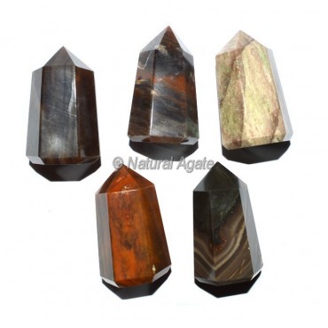 Fancy Jasper 6 Faceted Obelisk Point