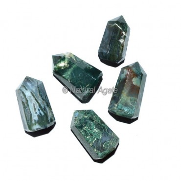 Moss Agate 6 Faceted Healing Points