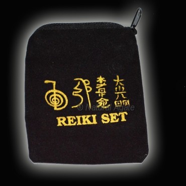 Black Color Reiki Printed Pouch with Chain