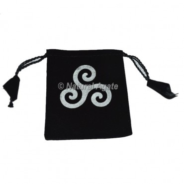 Triple Spiral Printed Black Pouch