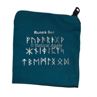 Blue Rune Set Printed Velvet Pouch