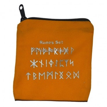 Orange  Rune Set Printed Velvet Pouch