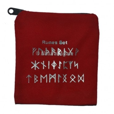 Red  Rune Set Printed Velvet Pouch